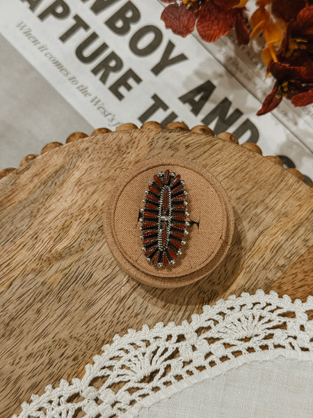 Red Coral Zuni Ring