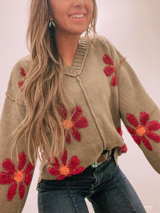 Knit Flower Sweater