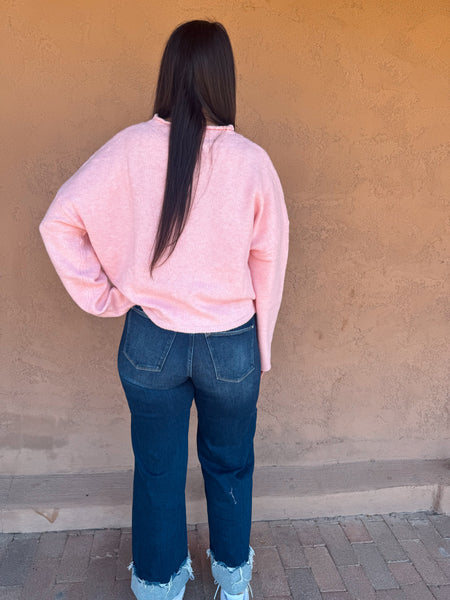 Pink Button Up Sweater