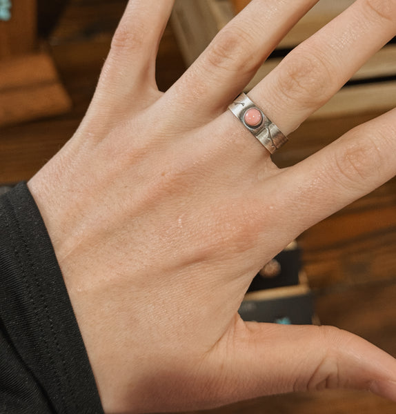 Stamped Pink Conch Ring