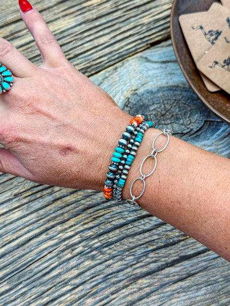 Spiny & Turquoise Elastic Bracelet