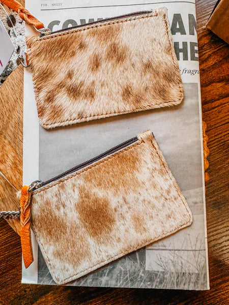 Tan and White Coin Purse