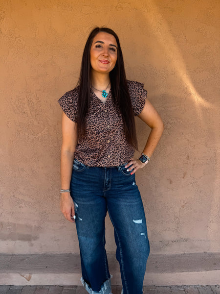 Leopard V-Neck Blouse