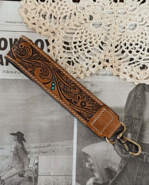 Tooled Leather Keychain