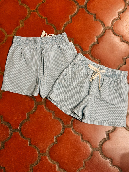 Striped Denim Shorts