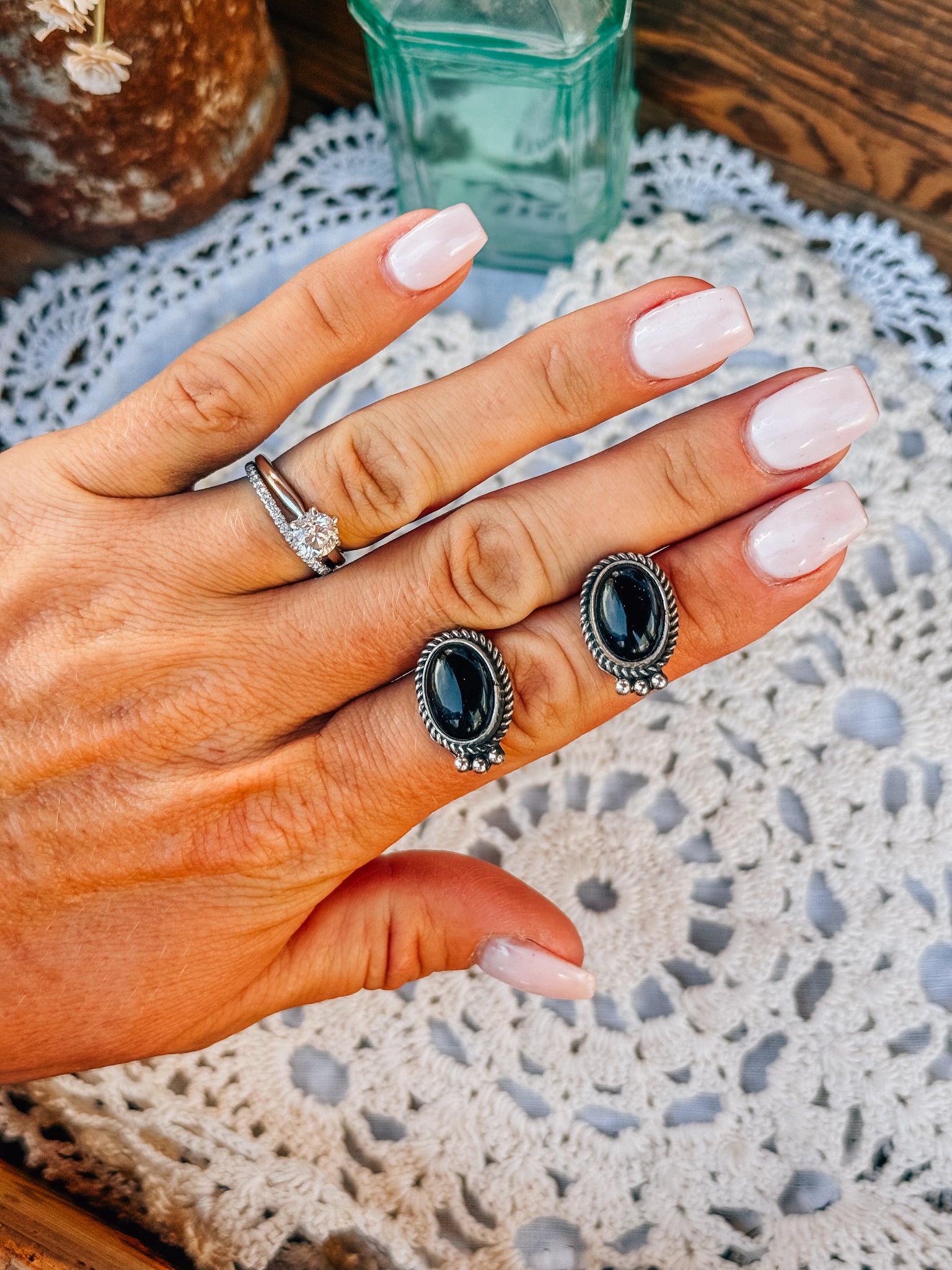 Black Onyx Oval Studs