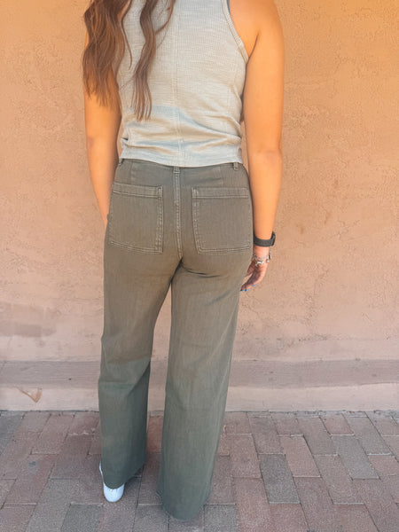 Olive Straight Leg Jeans