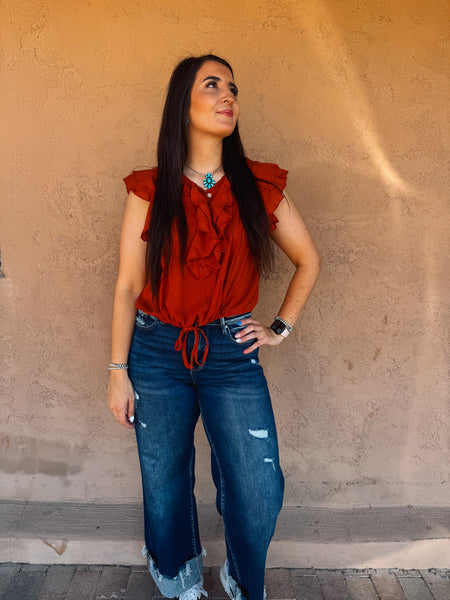 Caramel V-Neck Blouse
