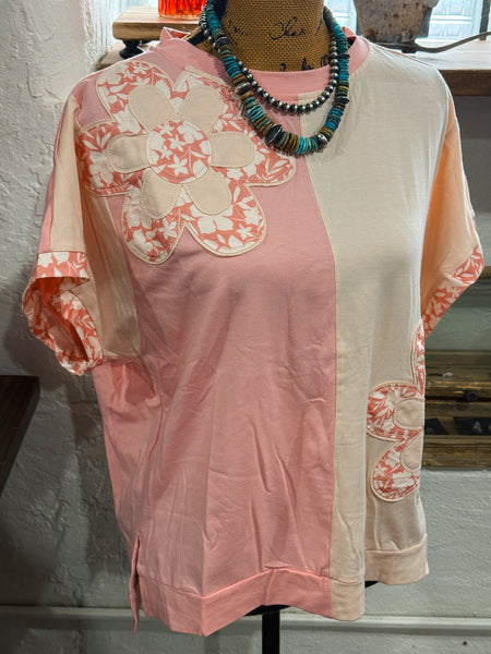 Patched Flower Loose Tee