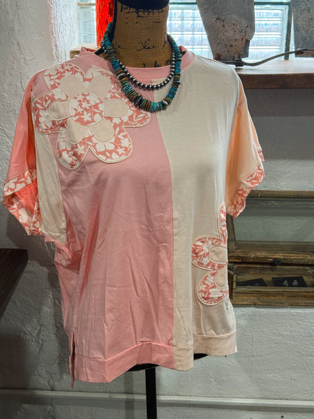 Patched Flower Loose Tee