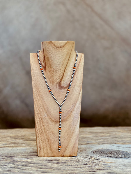 Orange Spiny Lariat Necklace