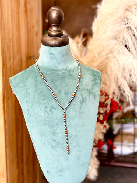 Orange Spiny Lariat Necklace