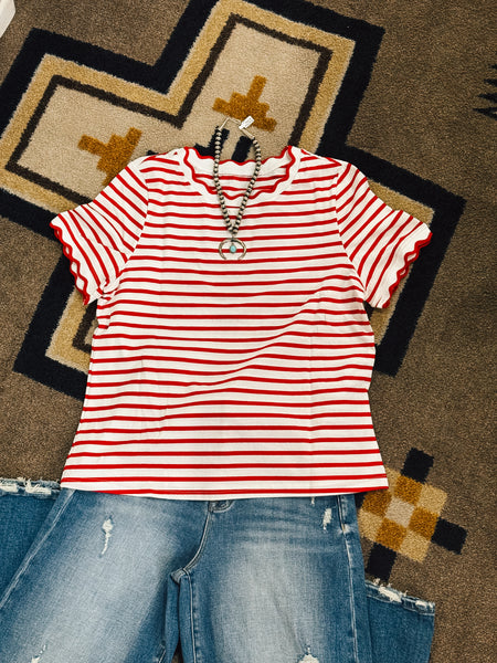 Striped Scallop Tee