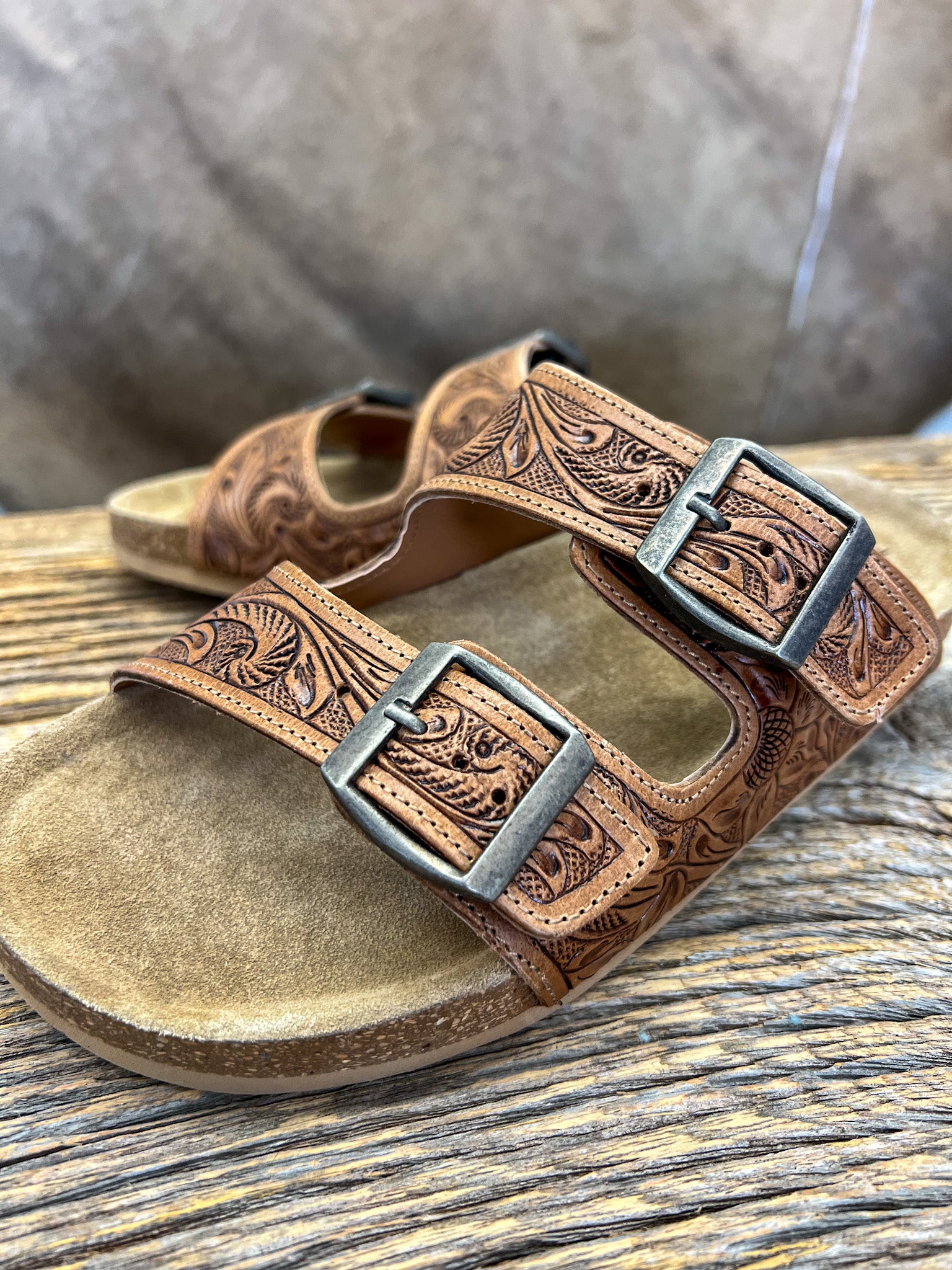 Tooled Leather Sandals