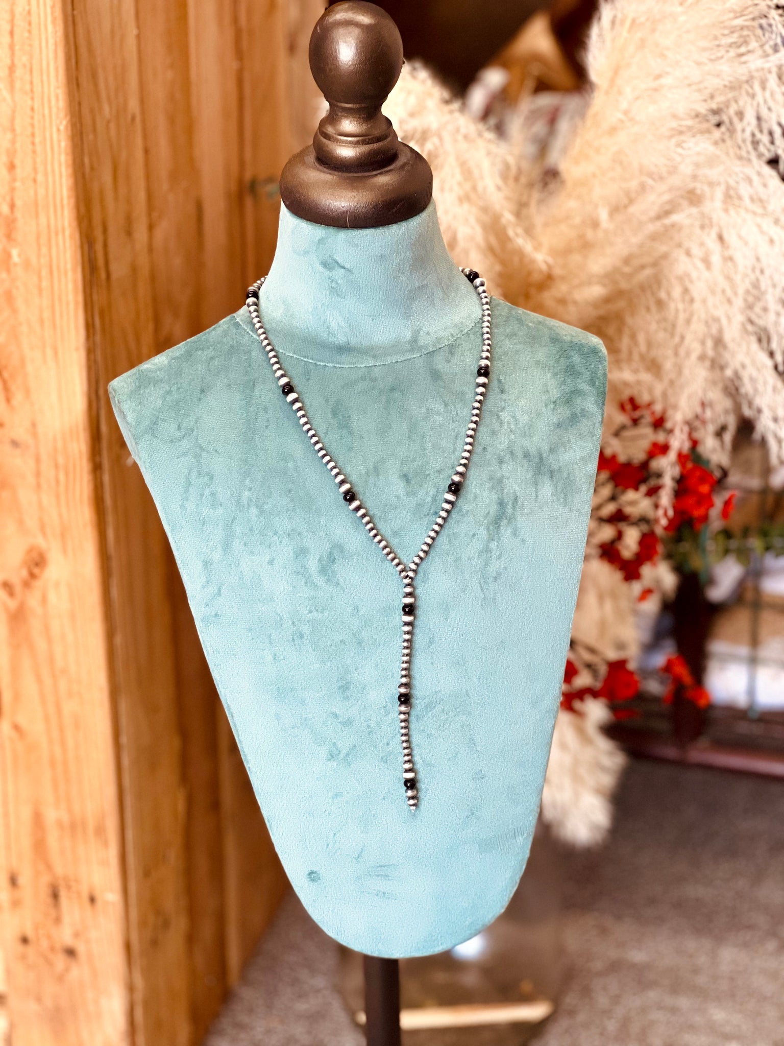 Black Onyx Lariat Necklace