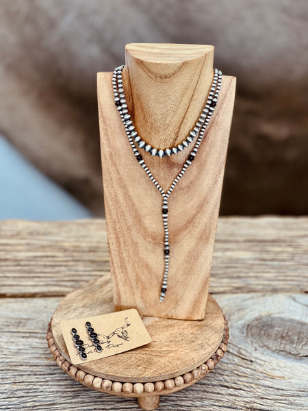 Black Onyx Lariat Necklace