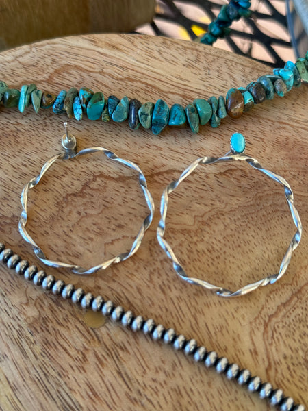 Twisted Turquoise Hoops