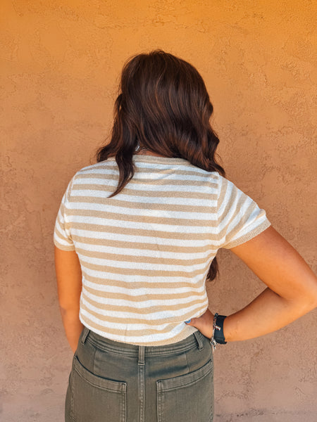 Cream Striped Button Up