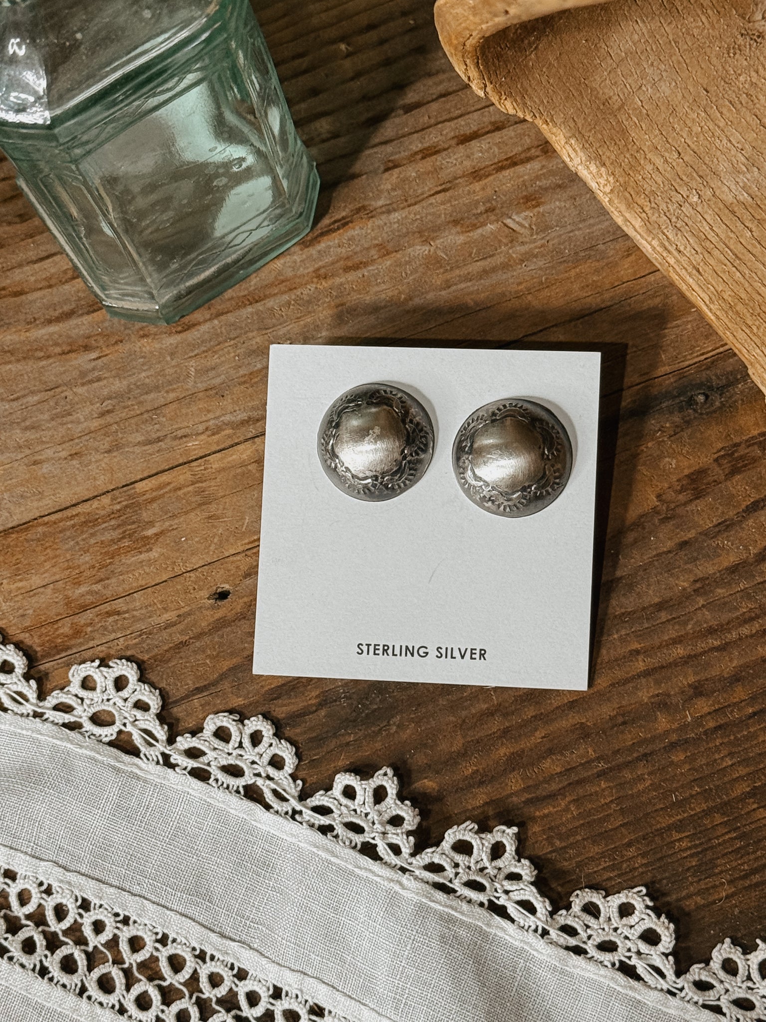 Stamped Pearl Studs