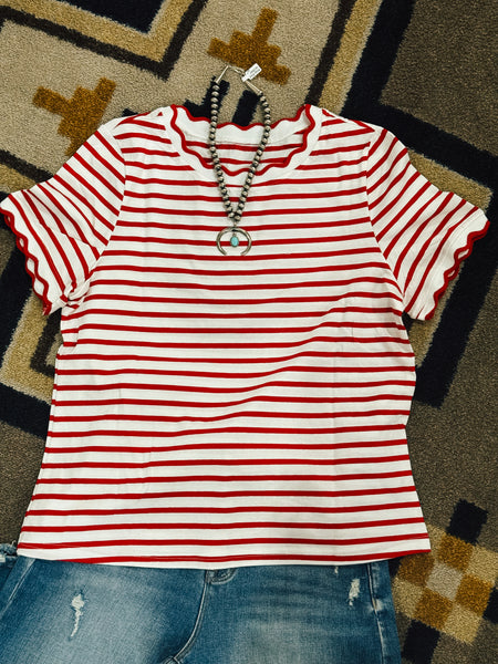 Striped Scallop Tee