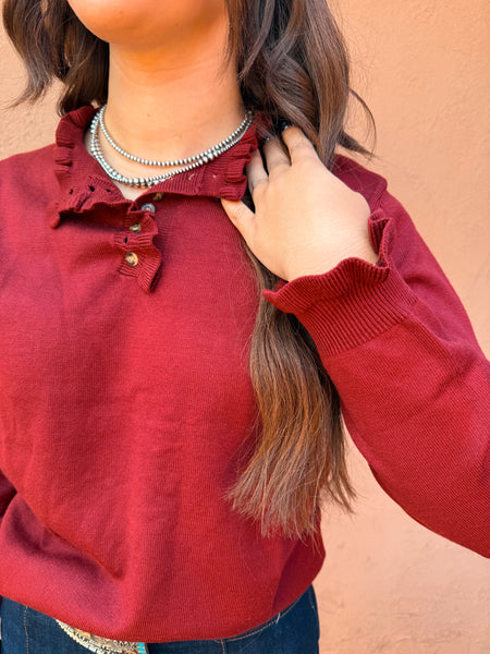 Ruffled Knit Sweater