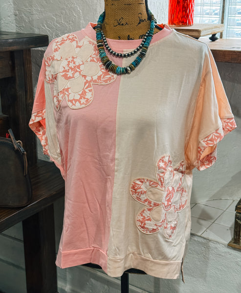 Patched Flower Loose Tee