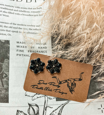 Black Onyx Daisy Studs