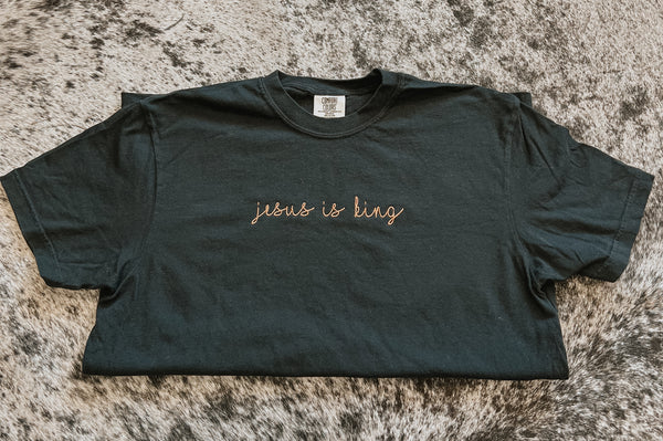 Jesus Is King Embroidered T-Shirt