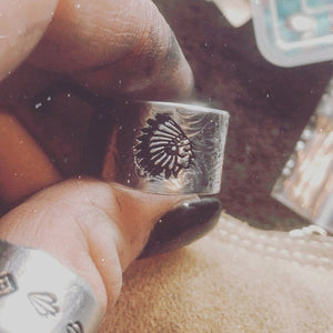 Headdress Hand Stamped Ring (Made To Order)